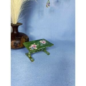 Dollhouse Miniature Handpainted Green Kitchen or Dining Room Table 1:12 scale